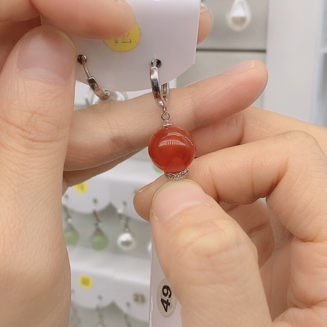 925银12毫米红色珠