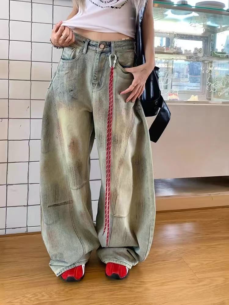 潮牌弯刀裤，默认微瑕