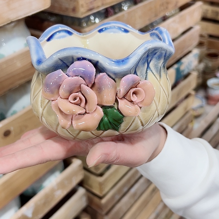 有孔.凑满10元发货多肉陶瓷花盆！