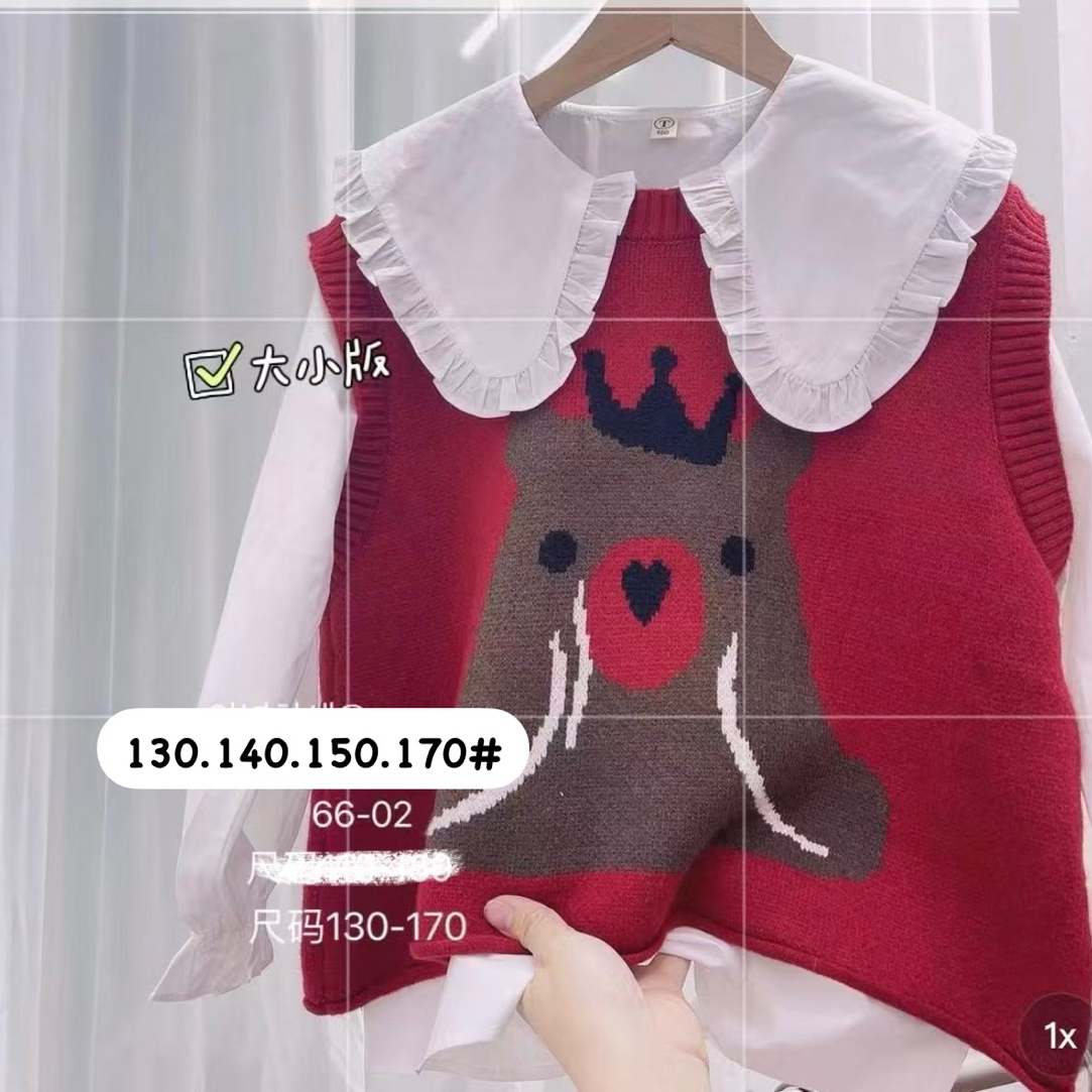 大童 秋款 高品质套装衬衣➕背心女童女童针织衬衫时尚百搭