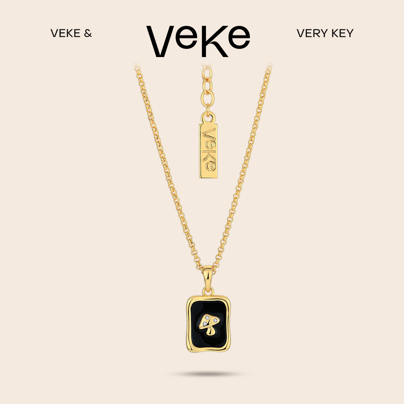 VEKE 铜珐琅项链 可刻字diy蘑菇吊牌轻奢小众高级设计感原创项链