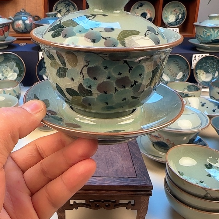 景德镇陶瓷陶瓷杯茶具三才盖碗