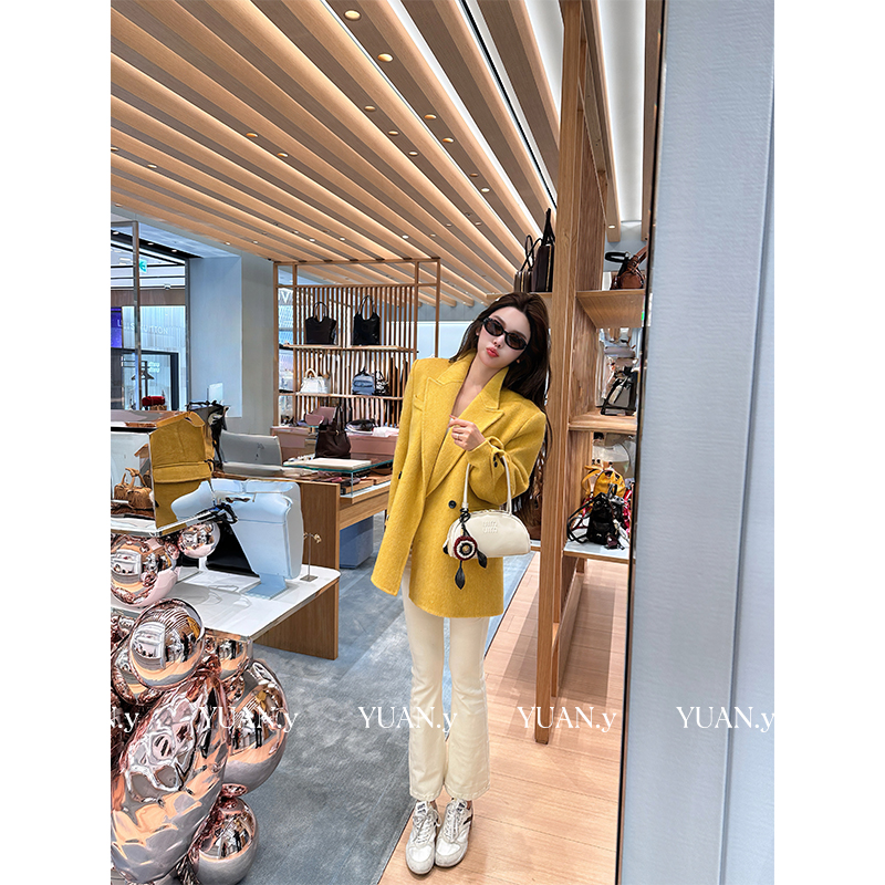 媛媛 【桂花堂】绵羊毛羊驼秋冬时尚高级感中长毛呢大衣外套#W1019