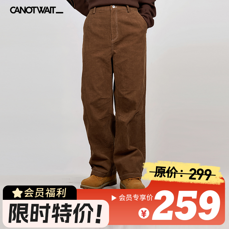 CANOTWAIT_陈伟霆S.W.SMILEY联名刺绣灯芯绒长裤秋冬复古时尚百搭