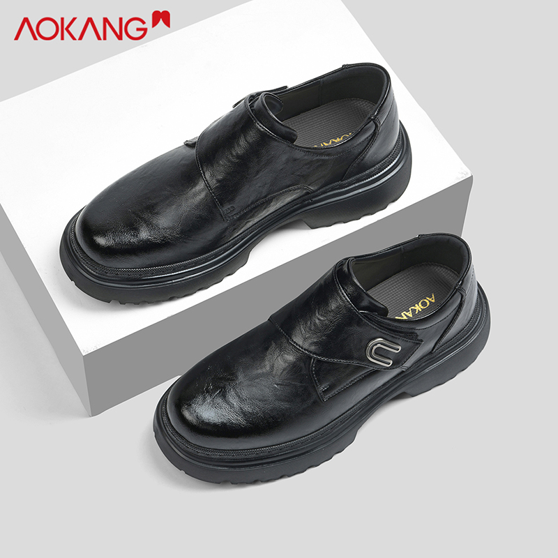 Aokang/奥康一脚蹬单鞋软底潮流商务风休闲皮鞋免系带防滑男鞋