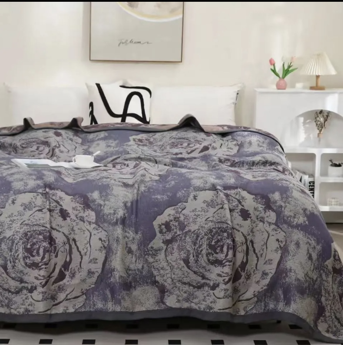 丽莎紫240✖️250cm多功能双层四季通用床奢华盖毯汉麻