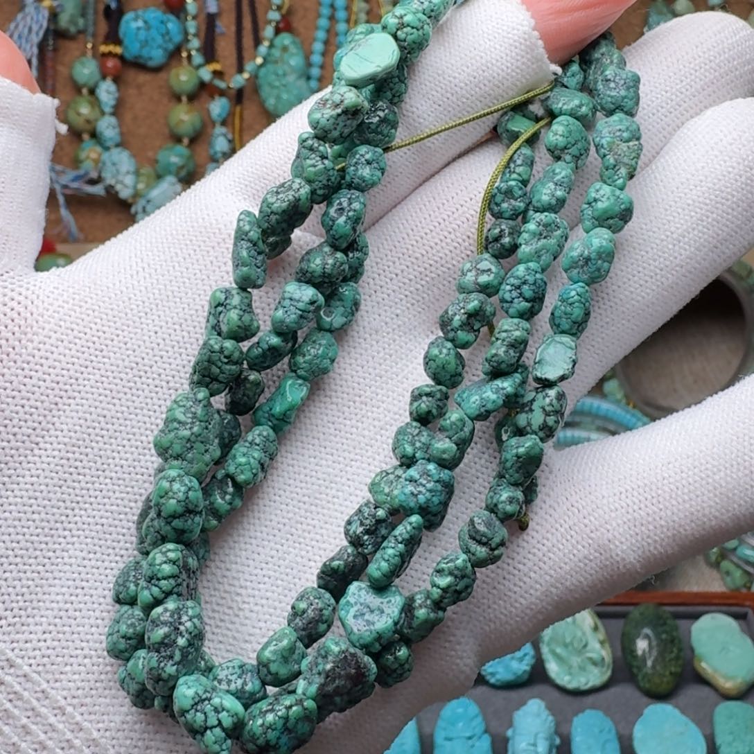 绿松石珠宝奇石未镶嵌33.5g/6.5mm