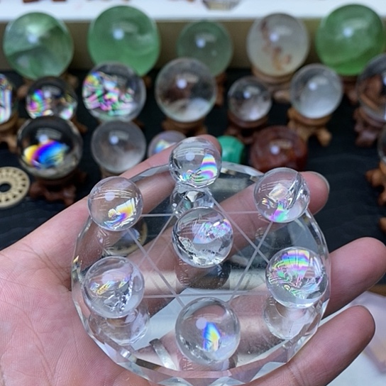 未镶嵌珠宝半成品水晶彩虹白水晶七星阵