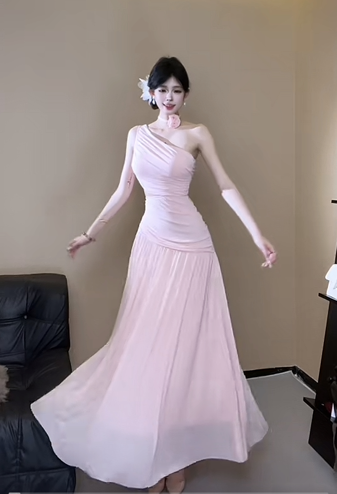 XQIN【白月光】优雅高级时尚气质百搭设计感连衣裙QXQHZ48830