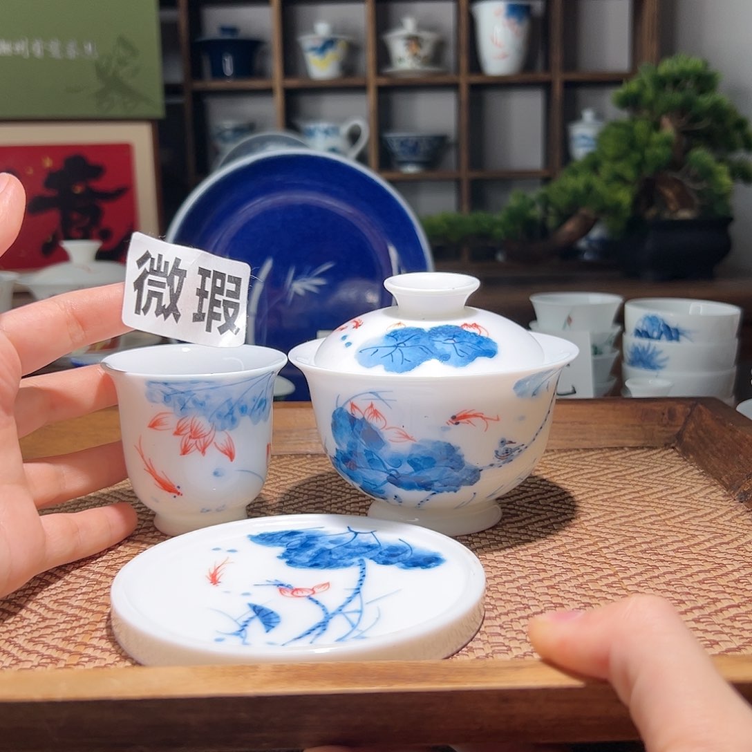 【闪购商品】微瑕 手绘 盖碗