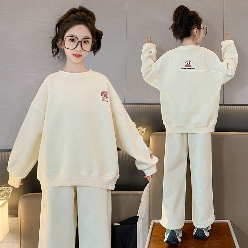 女童卫衣套装春秋款2025新款洋气时髦儿童春季女大童运动衣服春装