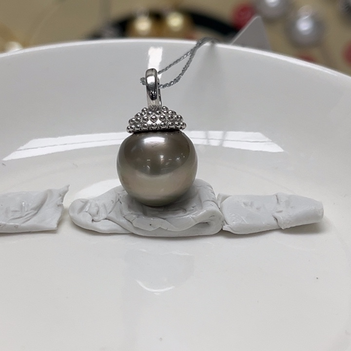 颈饰海水珍珠银S925镶嵌大溪地 12-13mm 133号