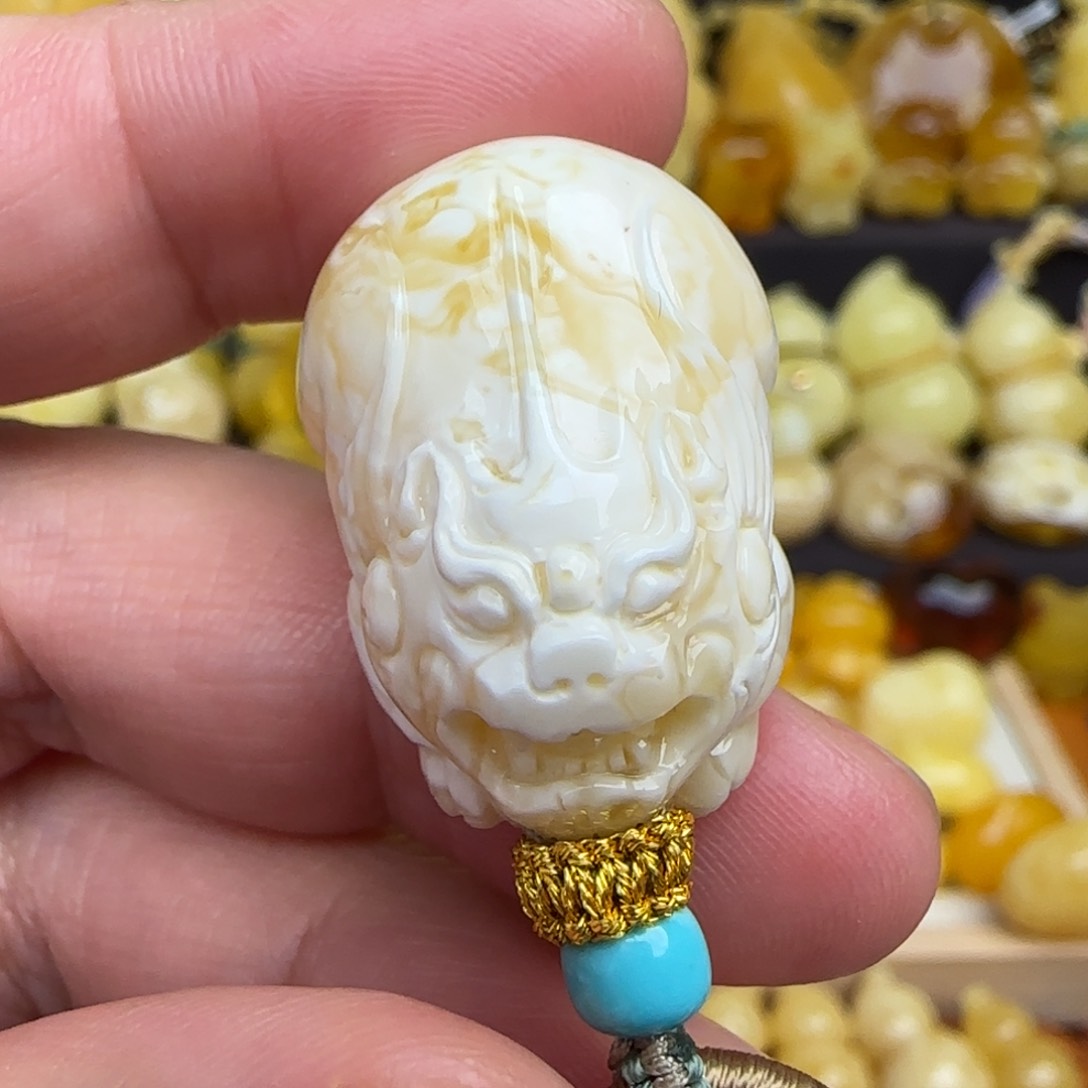 蜜蜡套链未镶嵌天然俄料骨瓷白妖花蜜蜡貔貅