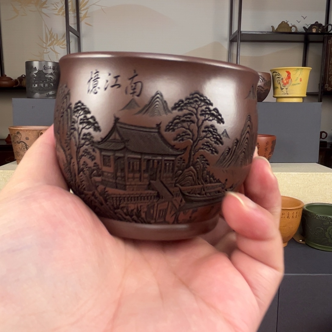 紫砂茶杯全手工紫砂茶杯