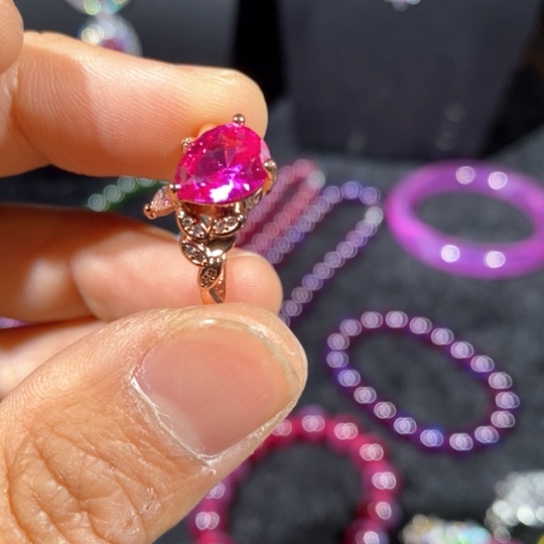 红宝石戒指银S925镶嵌