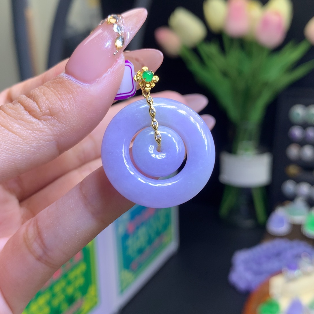 翡翠颈饰18K金镶嵌天然