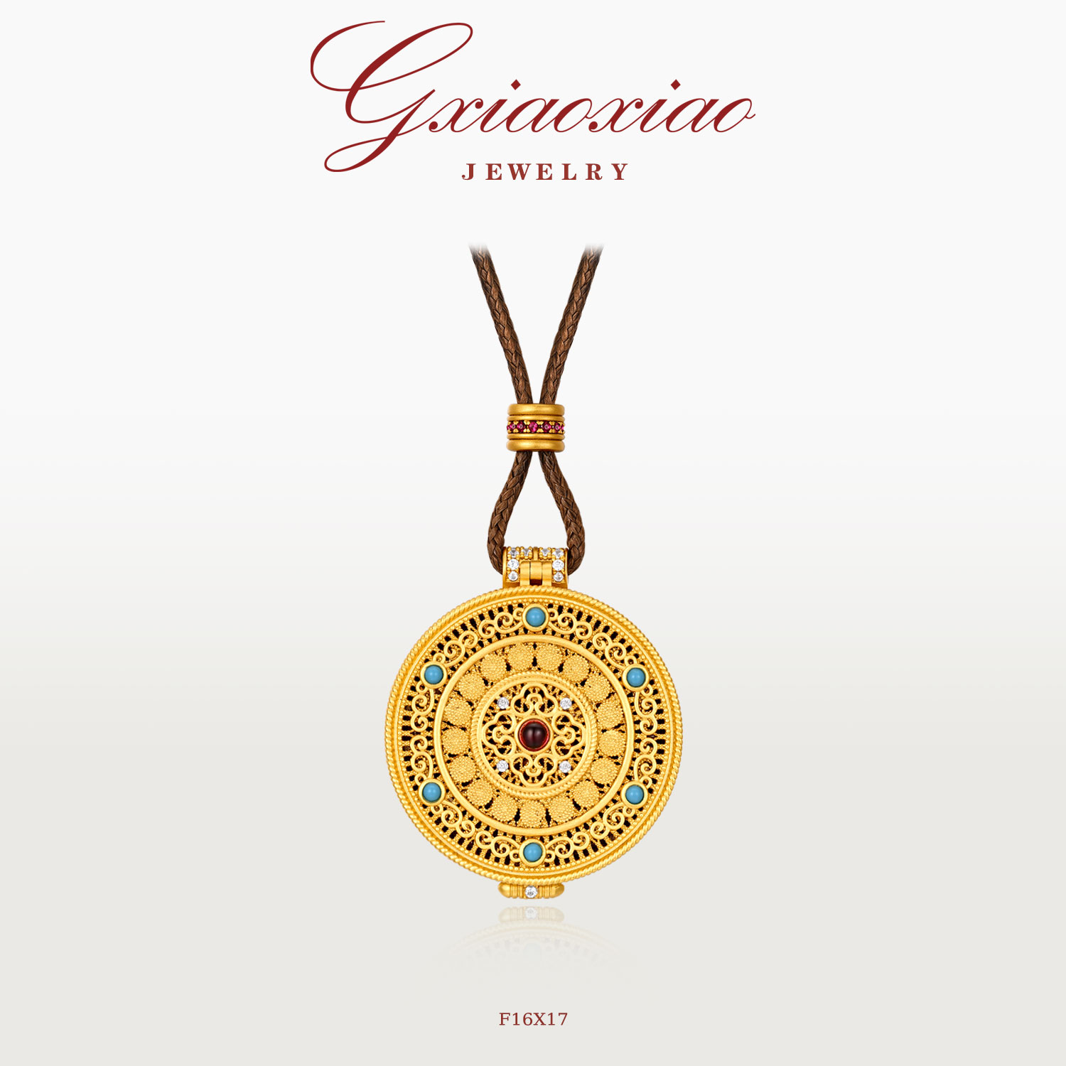 G XIAOXIAO 镀K【八宝罗盘】气质轻奢高级佛像嘎呜盒项链F16X17