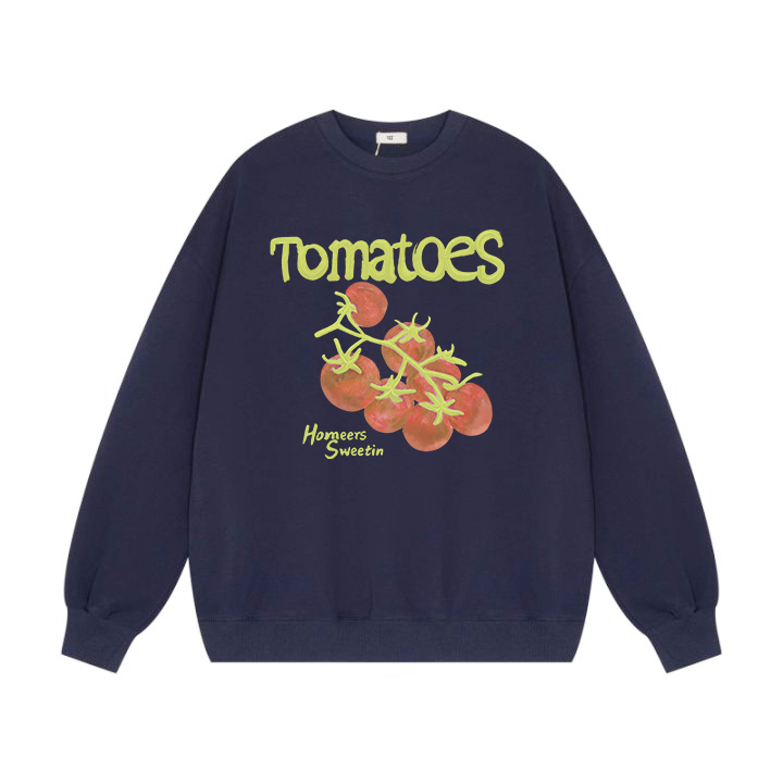 原创加绒套头卫衣女冬2025新款宽松圆领上衣番茄331