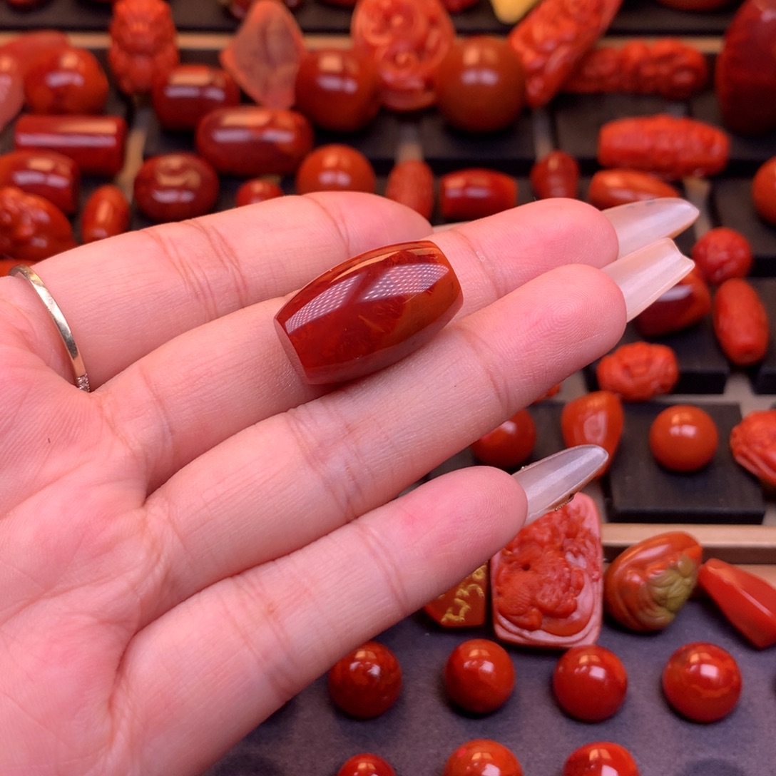 南红玛瑙未镶嵌原矿高品筒珠14.1✖️22mm