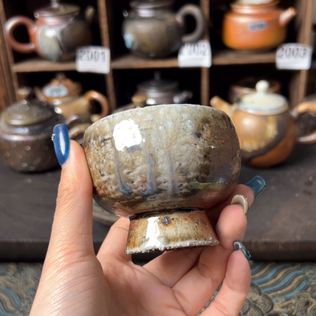 杯柴烧茶器粗陶主人杯