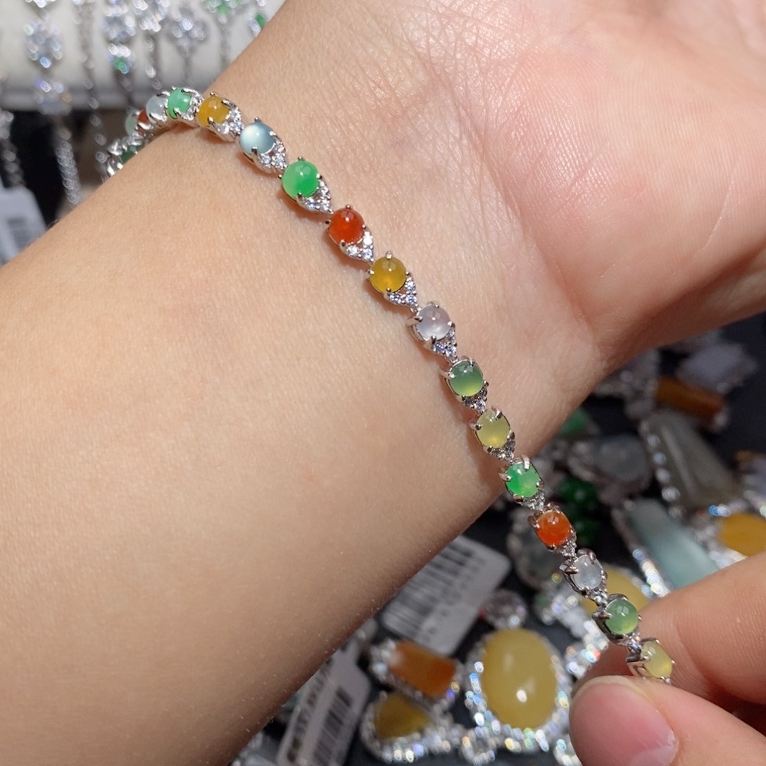 翡翠手链银S925镶嵌j k k k