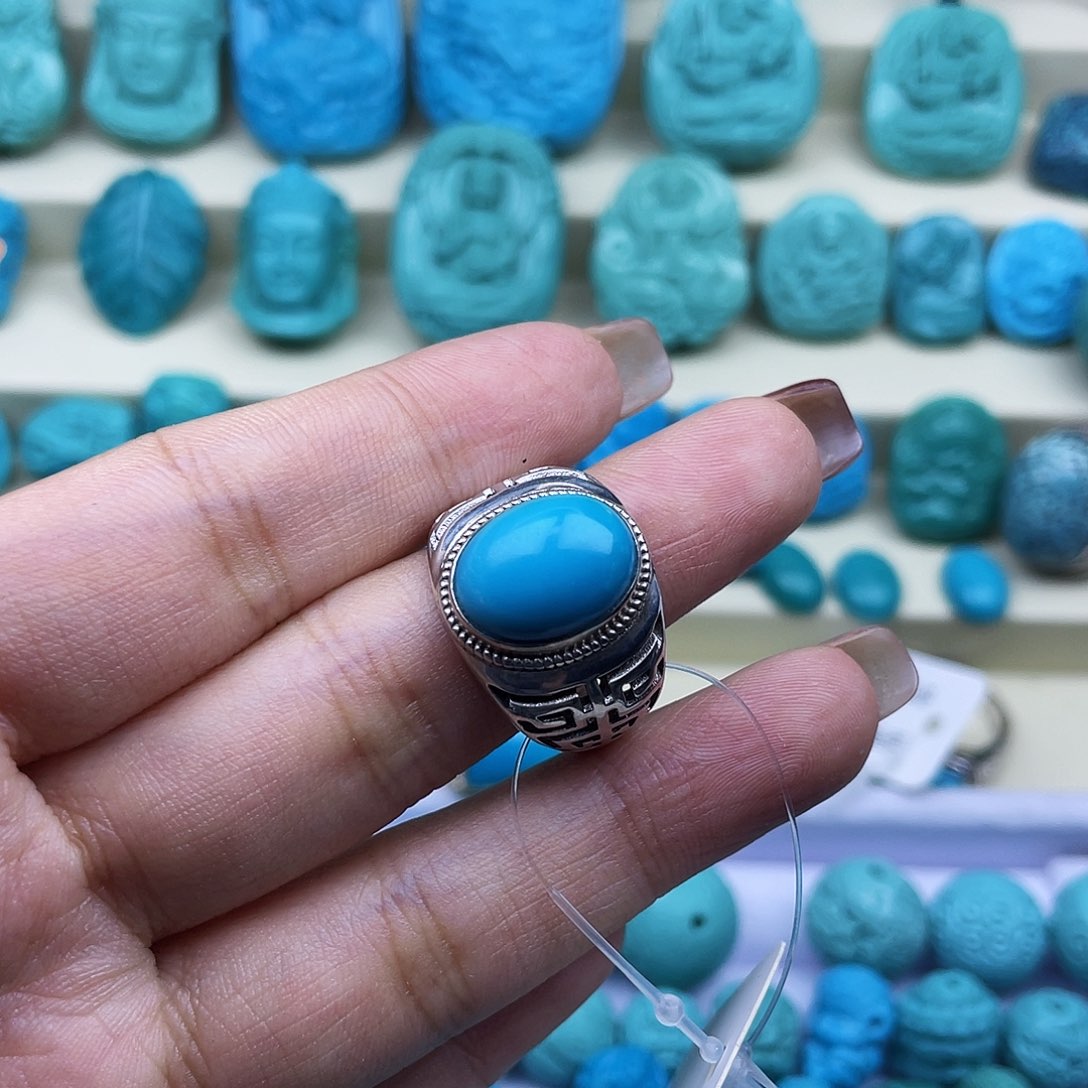 绿松石珠宝奇石银S925镶嵌