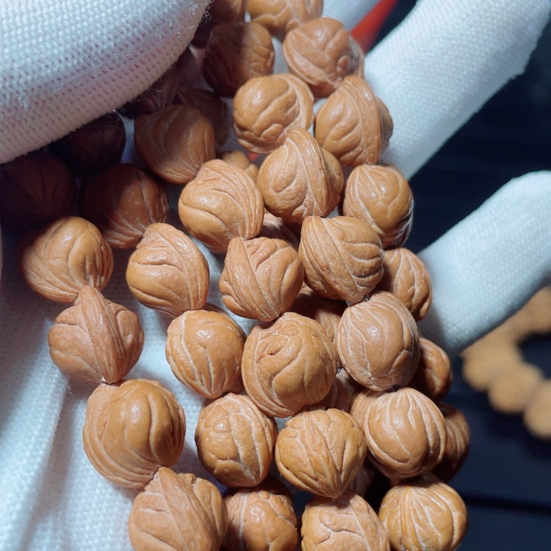 桃核吊坠浅纹小金豆长串