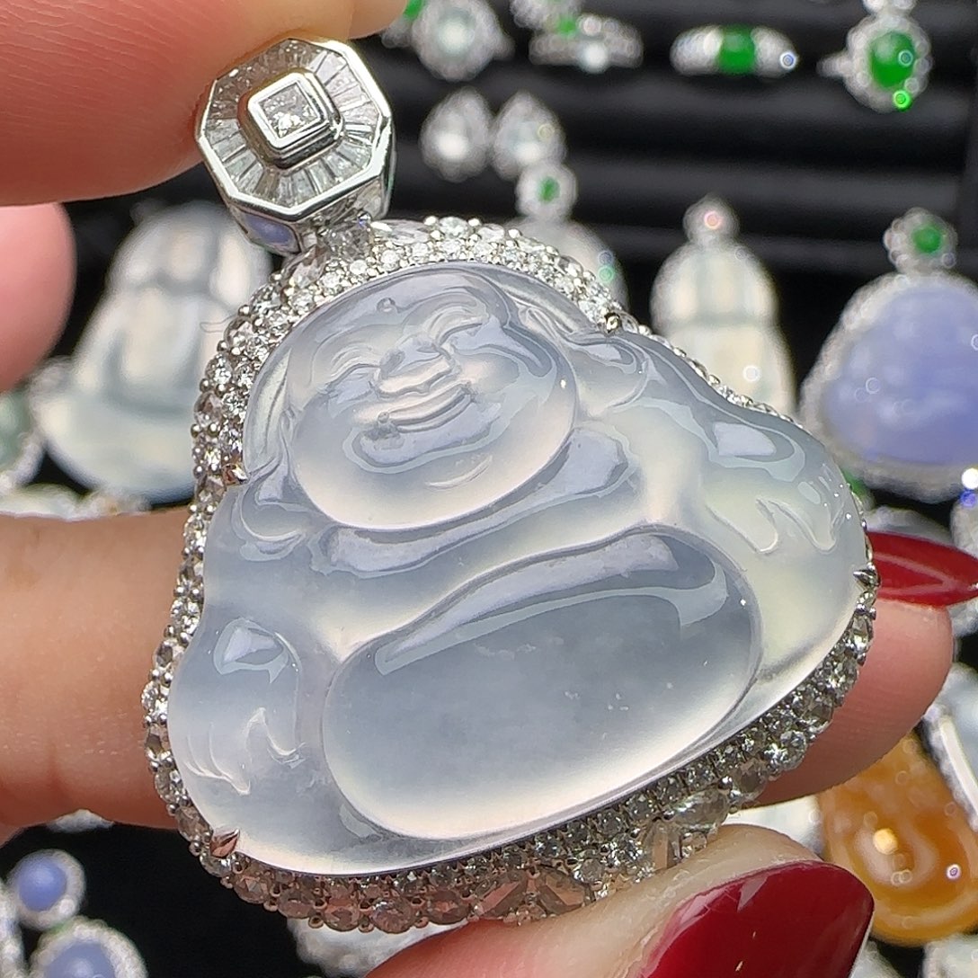 翡翠18K金镶嵌颈饰天然翡翠