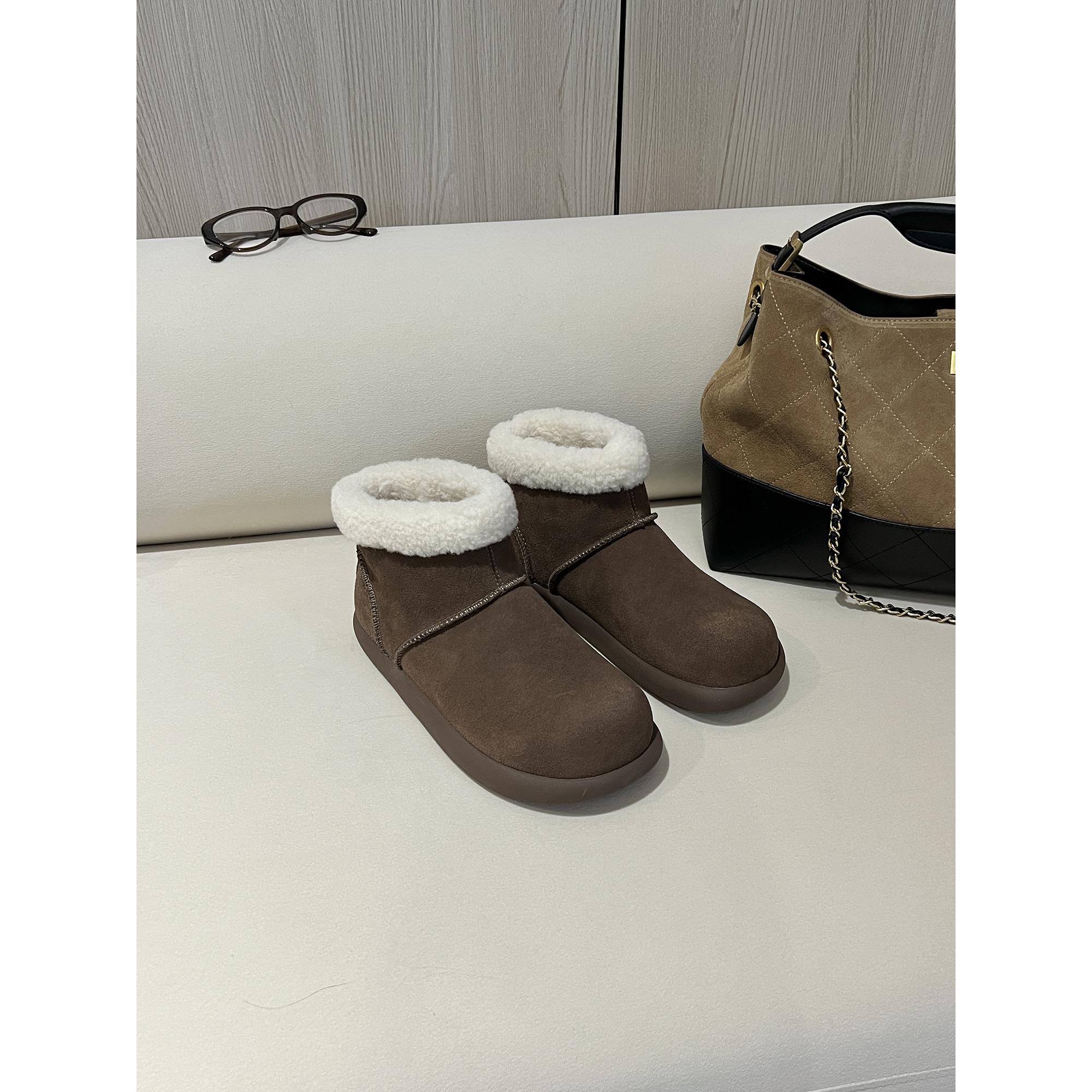 厚毛毛内里咖色麂皮绒雪地靴5012-17