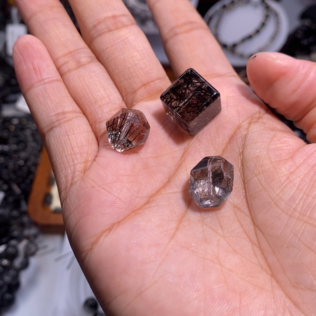 水晶手链未镶嵌配件三件黑发晶