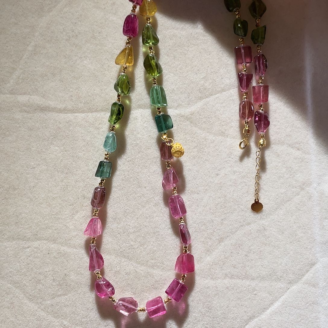 颈饰碧玺18K金镶嵌大气款