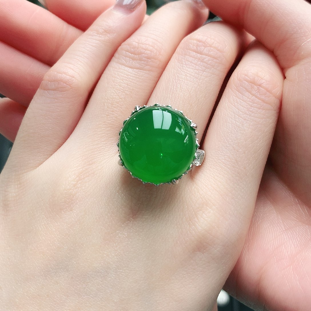 玛瑙/玉髓戒指18✖️18银S925镶嵌