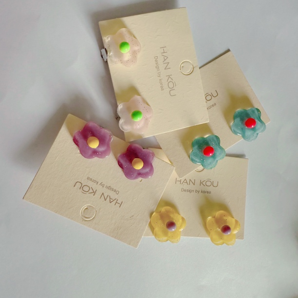 非金属亚克力耳饰 少女风森系时尚女耳饰百搭彩色耳环防敏耳针