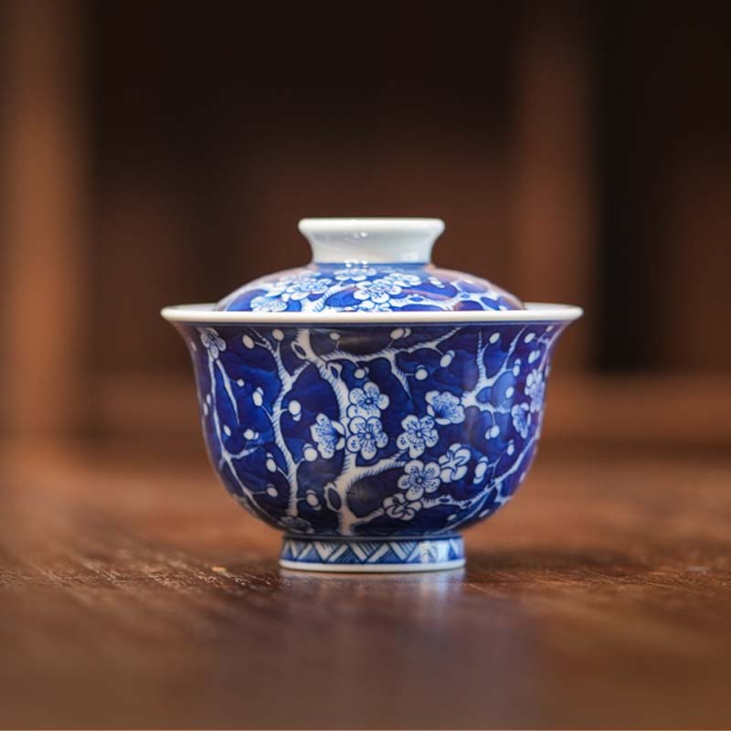 冰梅盖碗茶具家用手工中式茶道景德镇