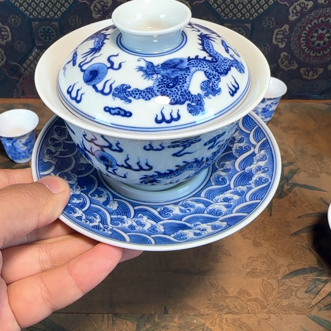 五龙三才盖碗单杯