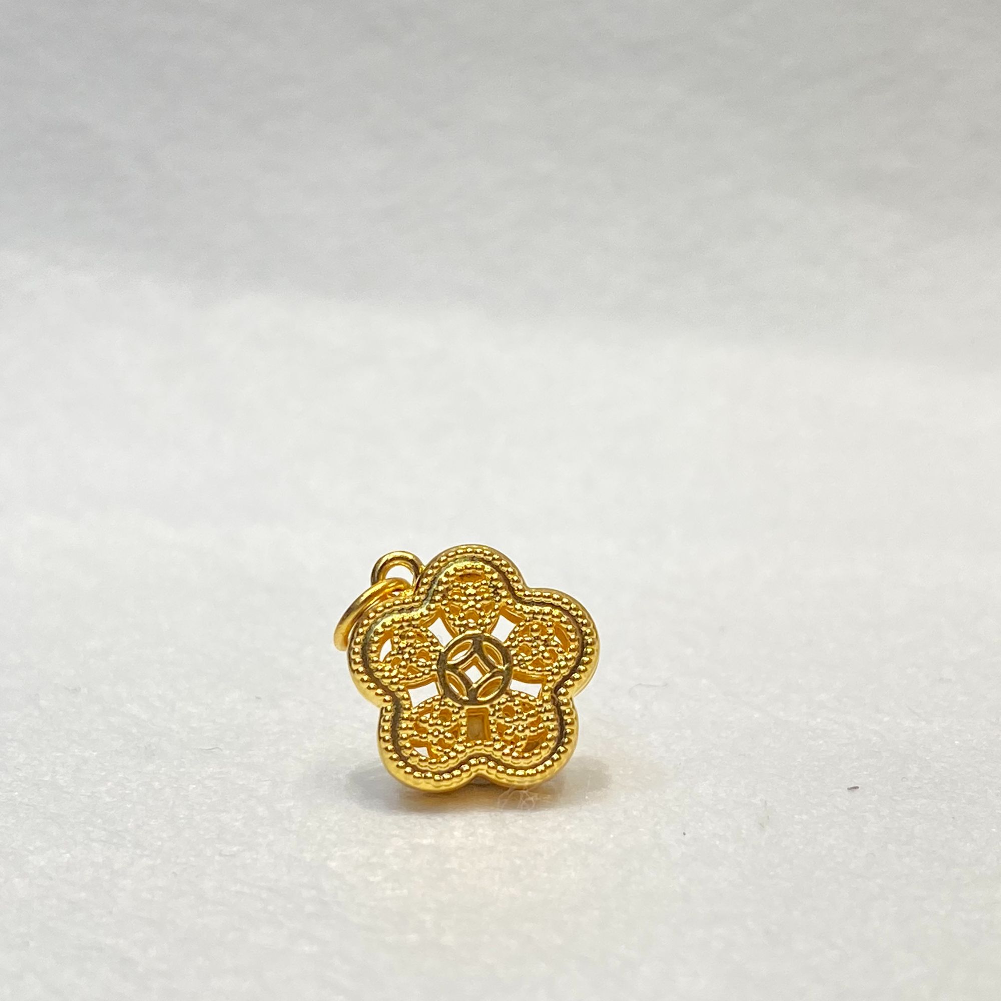 【彩依专享】黄金足金999桃花铜钱吊坠（赠合金链）