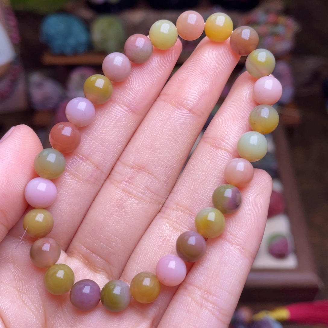 玛瑙/玉髓珠宝半成品未镶嵌盐源玛瑙艳丽色手串