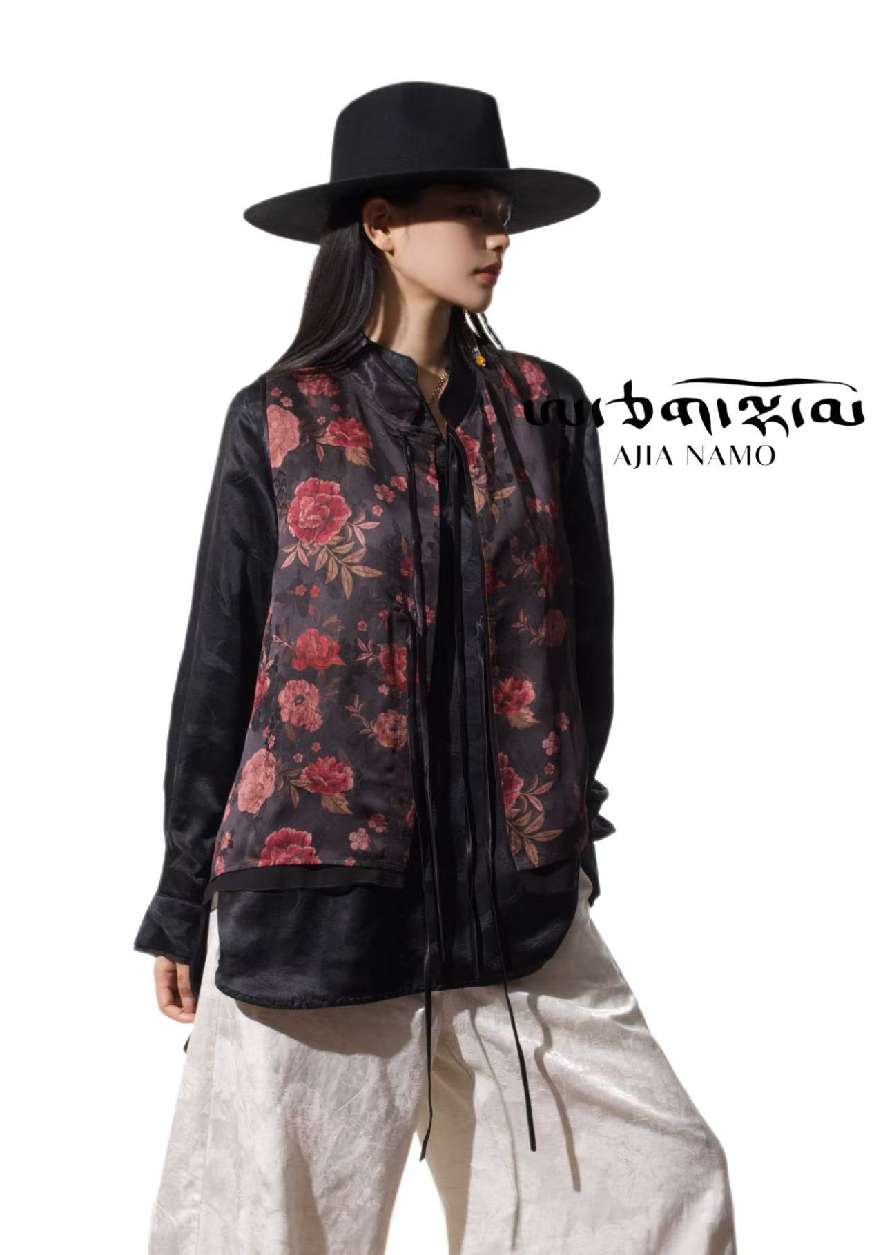 AJ-NAMO原创设计款暮夜玫瑰对襟马甲670