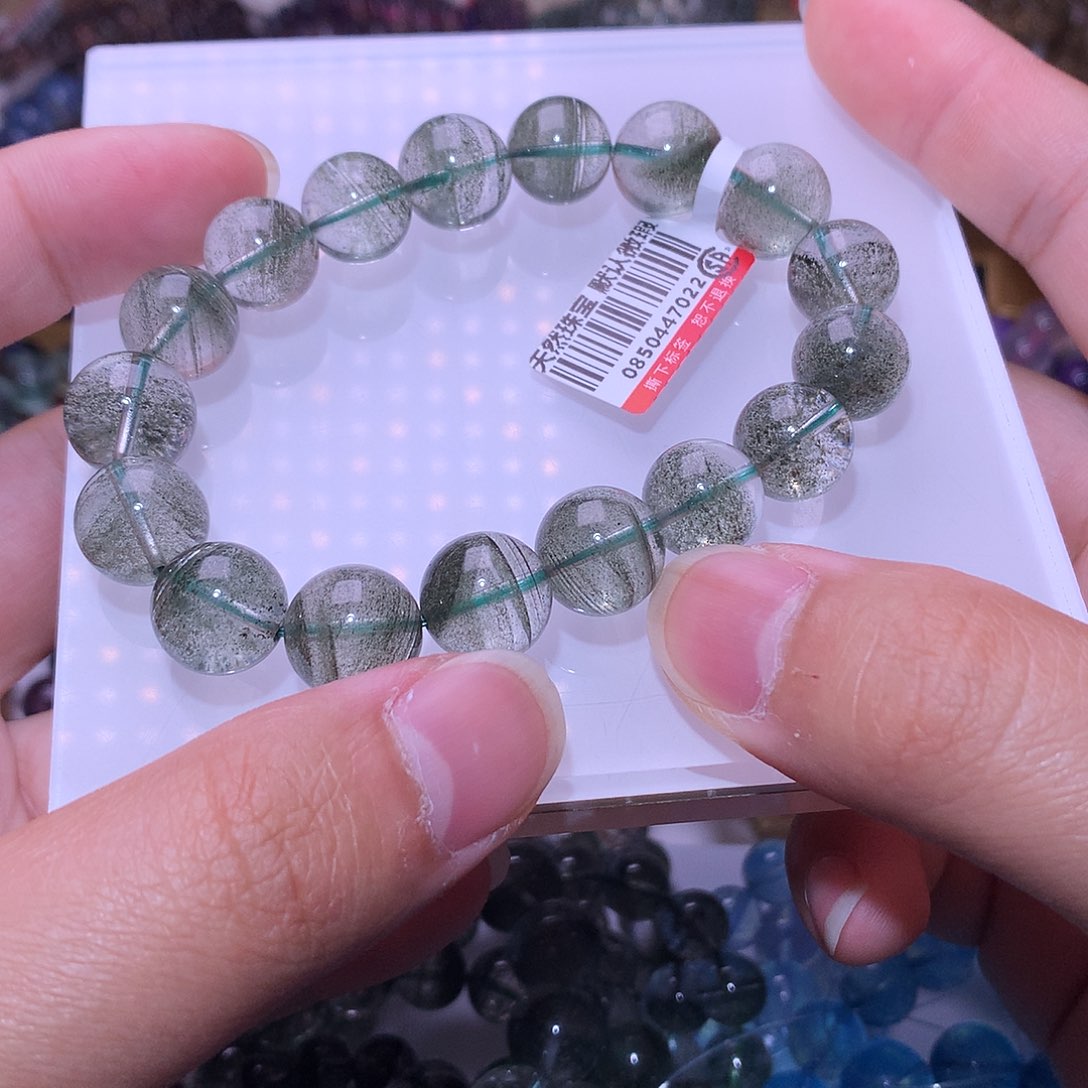 水晶手链未镶嵌12mm毕业绿幽灵