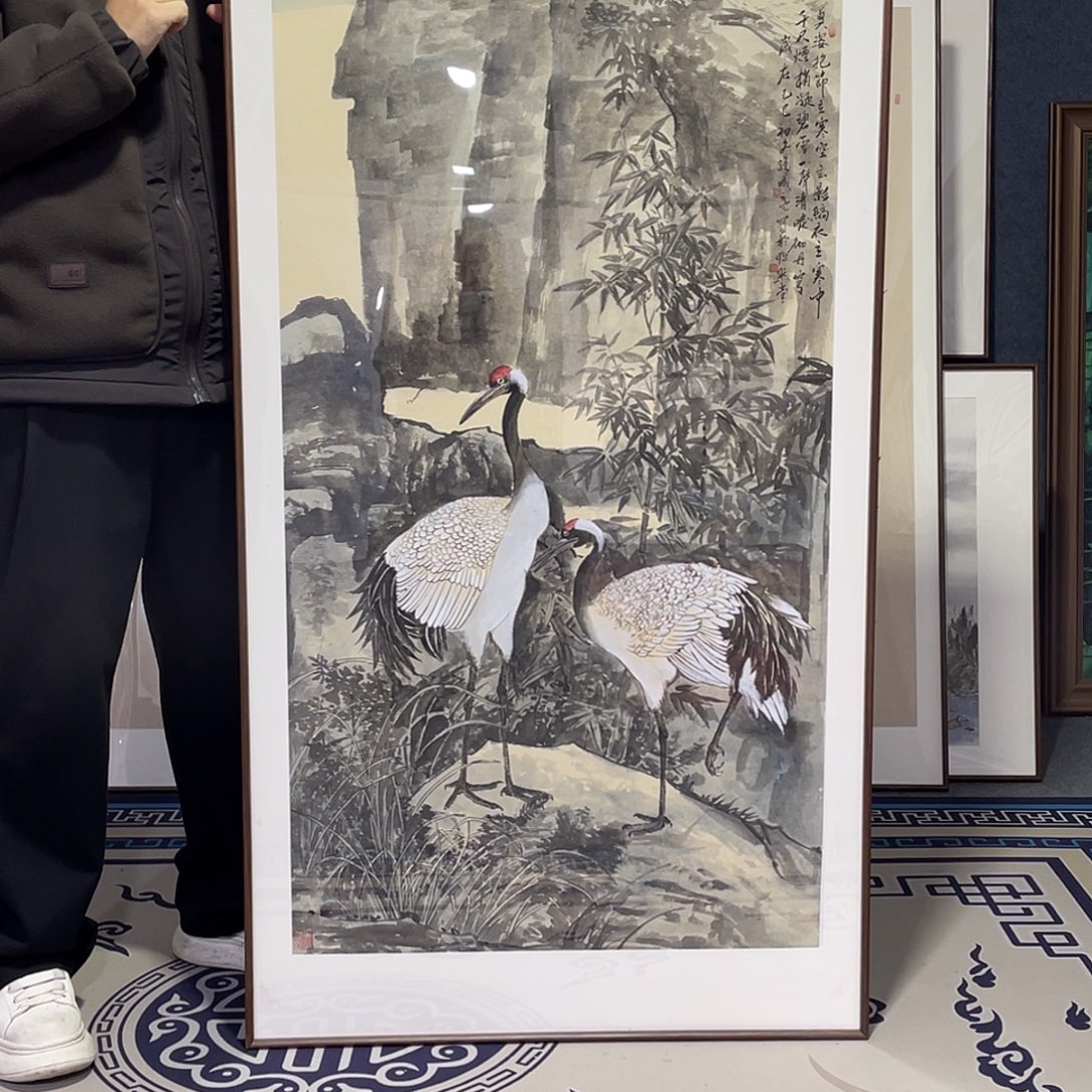 小***。国画手绘画作品带框