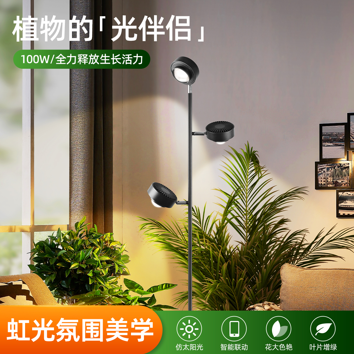 【三叶草】系列100瓦全光谱开花植物多肉热植COB植物补光灯智能定时