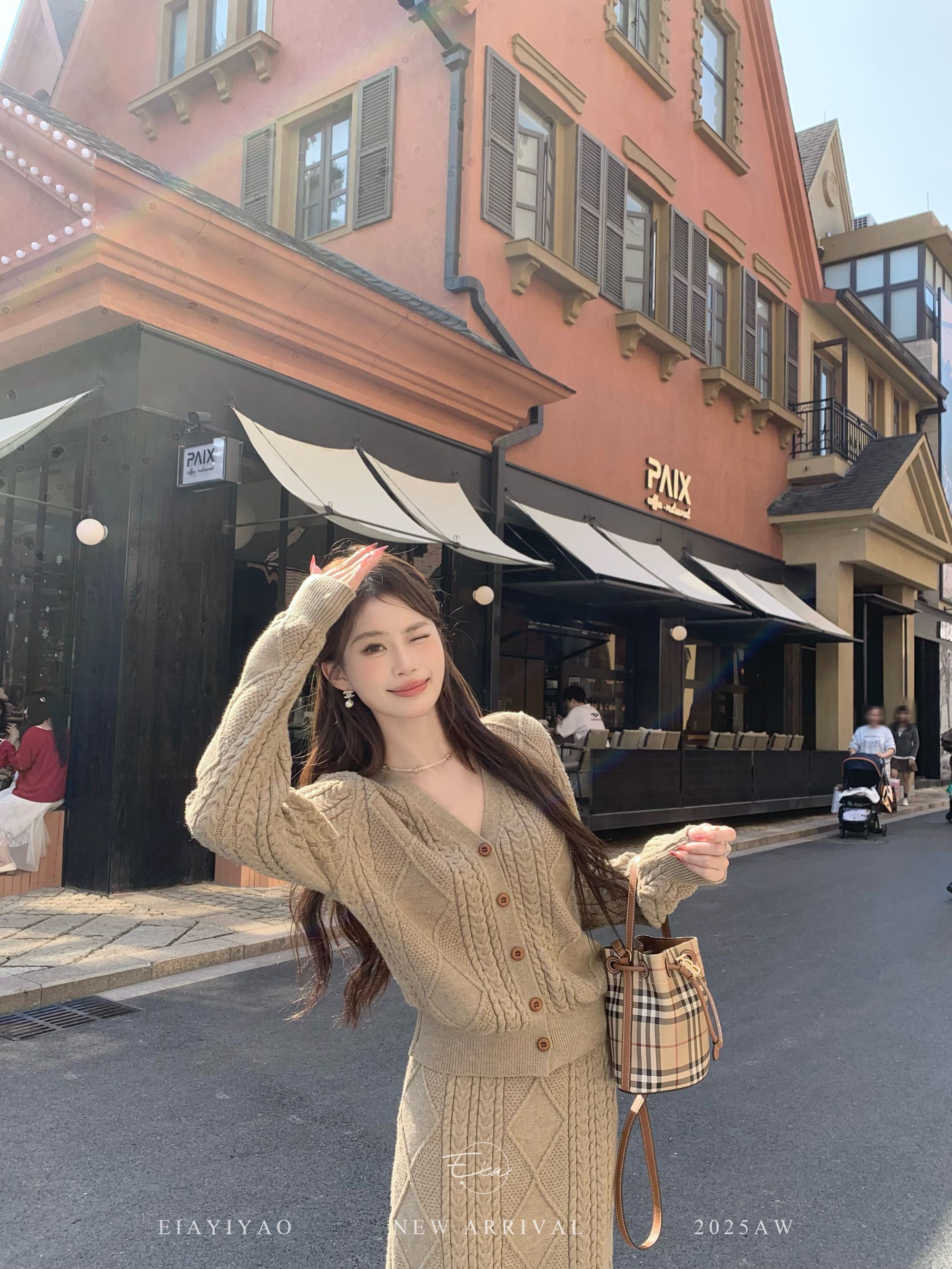 EIA一尧【江原道初雪】气质韩系温柔姐姐毛织上衣+半裙显瘦绞花套装