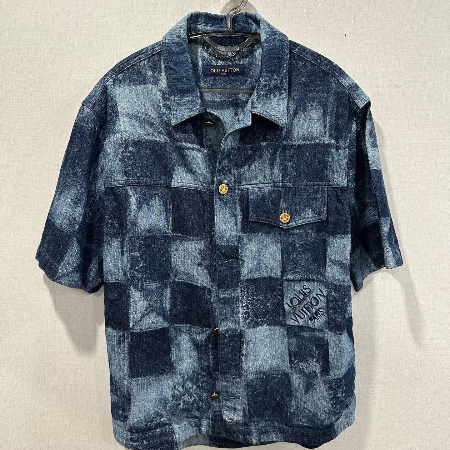 未使用 LouisVuitton/路易威登 蓝色棋盘格短袖 尺码L 11311