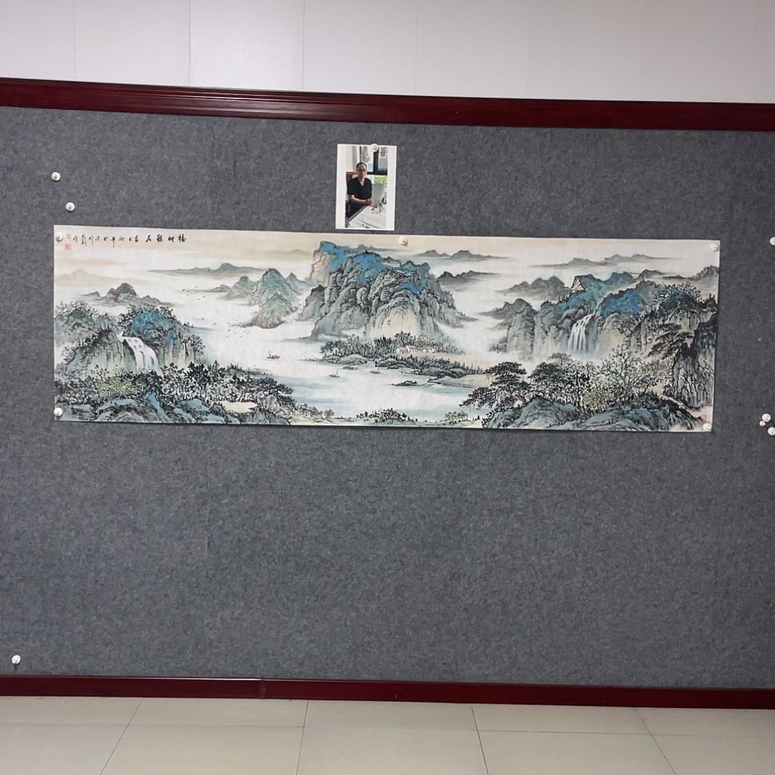 国画八尺对开画芯 