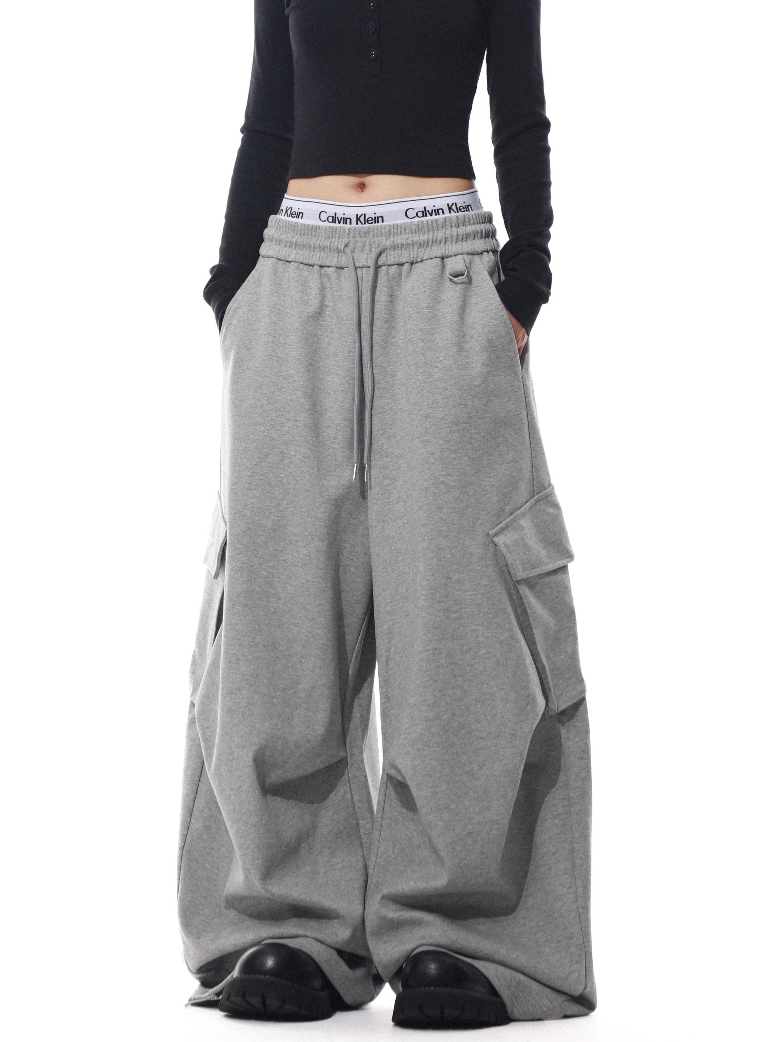 美式松弛感潮流复古多口袋休闲裤男女情侣秋季宽松显瘦运动阔腿裤