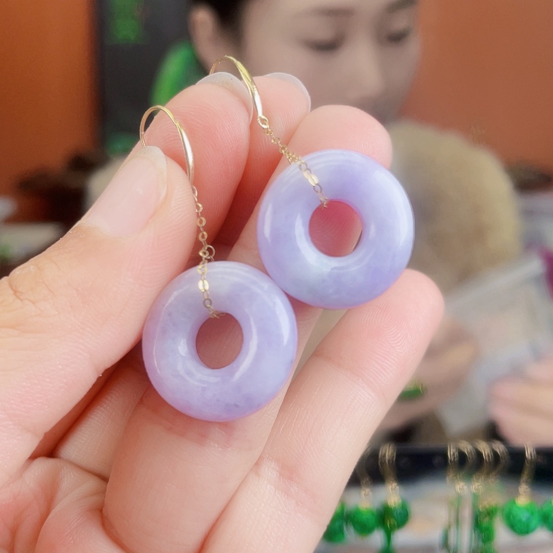 翡翠18K金镶嵌耳饰