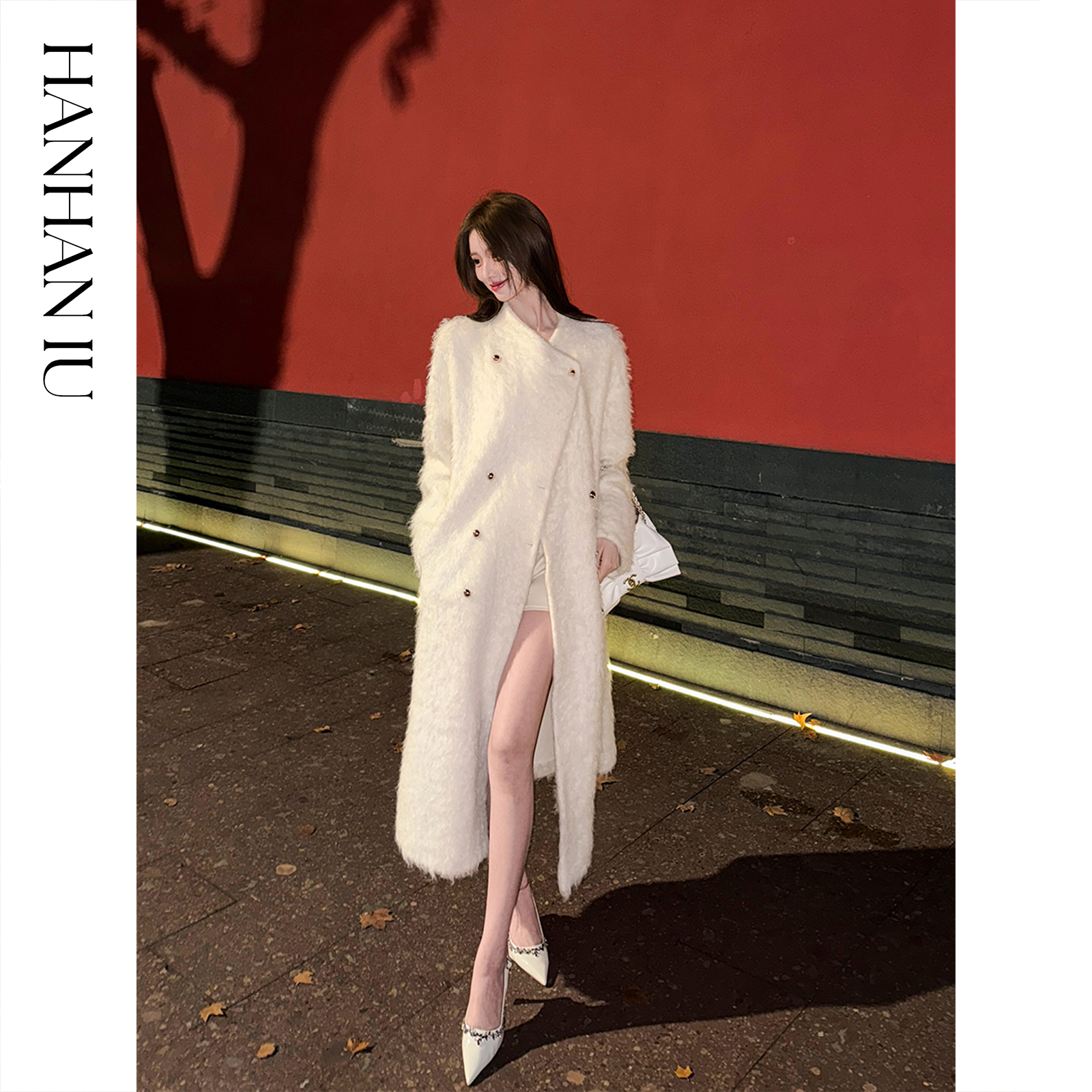 韩韩IU【绒冬白月光】时尚气质修身显瘦保暖防风女士秋冬长款大衣