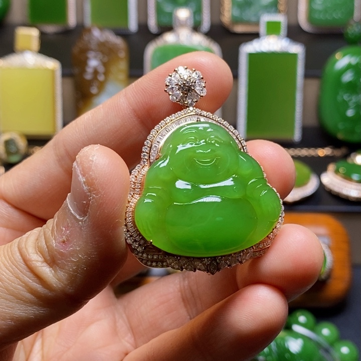 吊坠(不含链)18K金镶嵌和田玉深***⭐