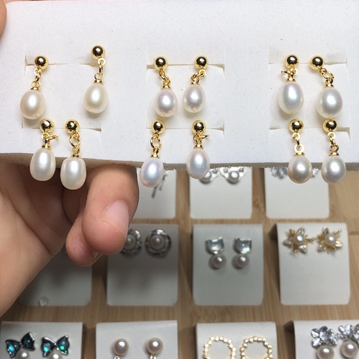 淡水珍珠耳饰银S925镶嵌