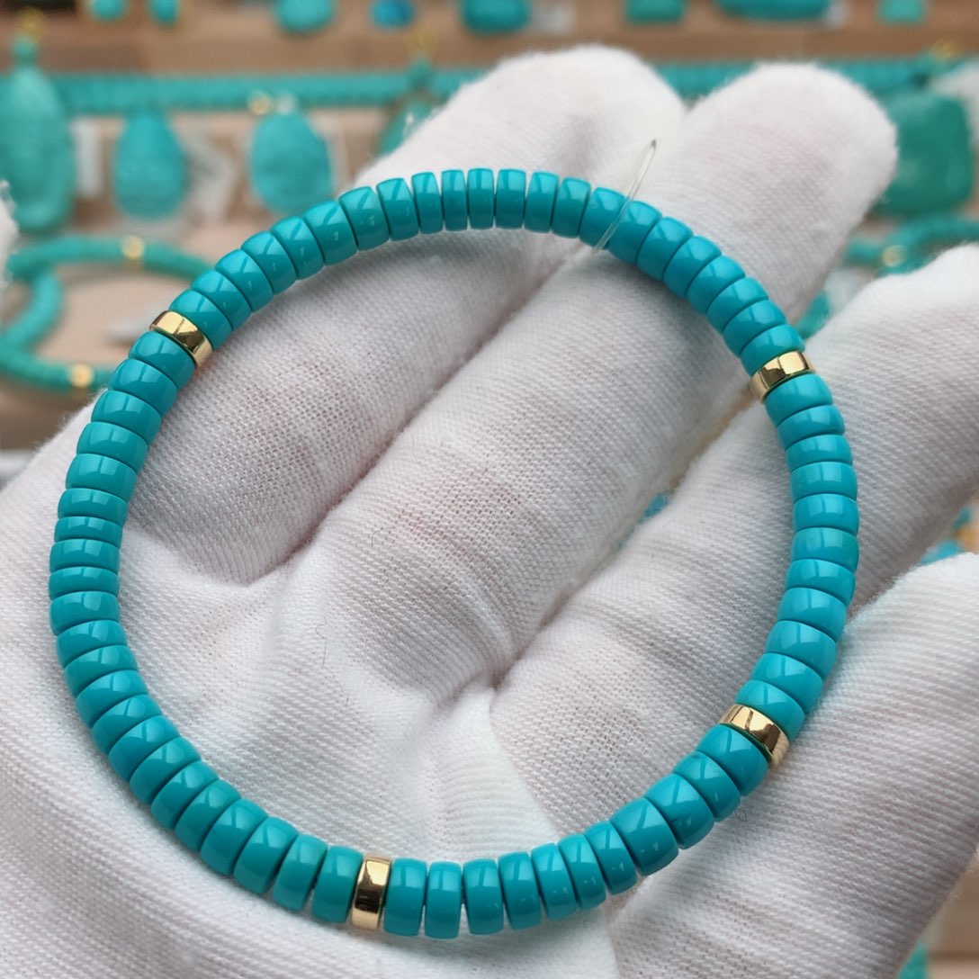 绿松石18K金镶嵌珠宝奇石5mm